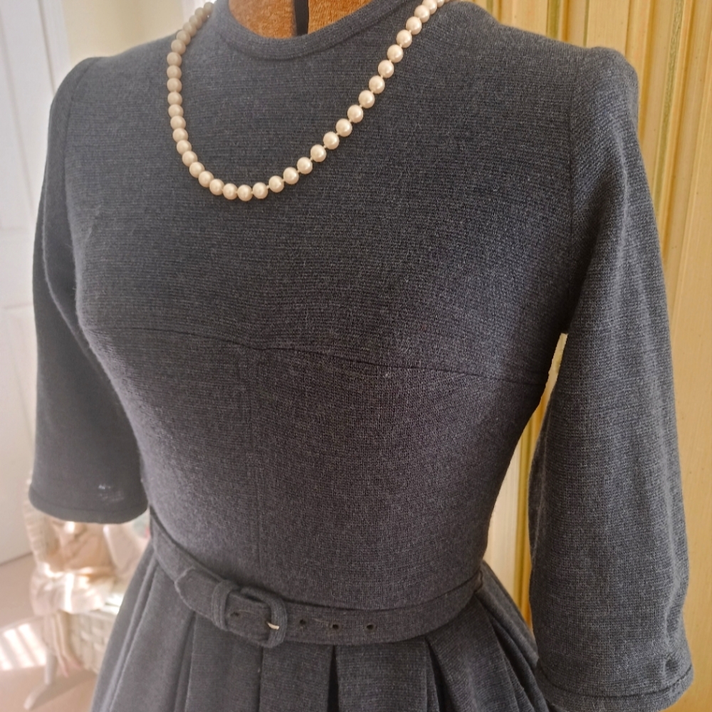VTG 50S/60S "WM. G. ORIGINAL JUNIORS" WOOL BLEND DRESS W/ BELT! - Picture 8 of 15